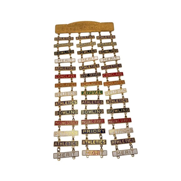 Masonic Order Of DeMolay Merit Awards & Achievement Bars Display Piece - Picture 7 of 7